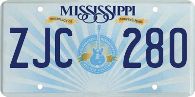 MS license plate ZJC280