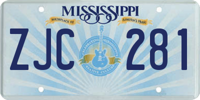 MS license plate ZJC281