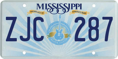 MS license plate ZJC287