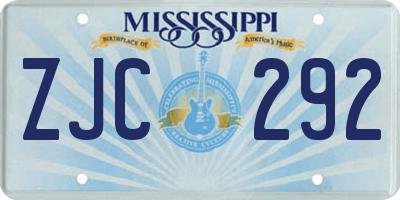 MS license plate ZJC292