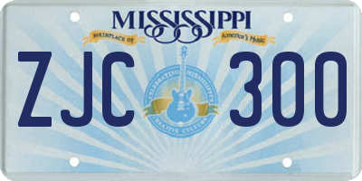 MS license plate ZJC300