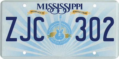 MS license plate ZJC302