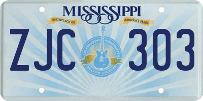 MS license plate ZJC303