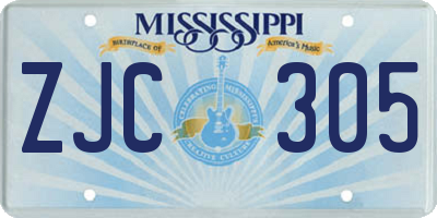 MS license plate ZJC305
