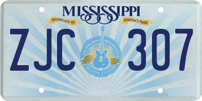MS license plate ZJC307