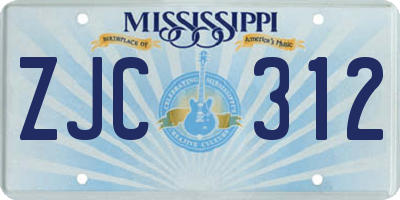 MS license plate ZJC312