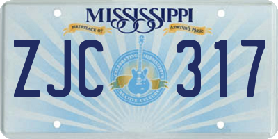 MS license plate ZJC317