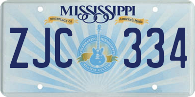 MS license plate ZJC334