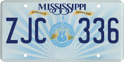 MS license plate ZJC336