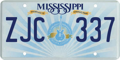 MS license plate ZJC337