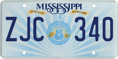 MS license plate ZJC340