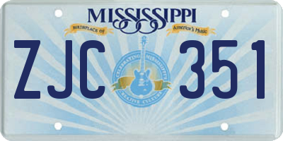 MS license plate ZJC351