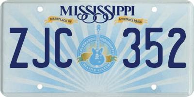 MS license plate ZJC352