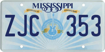 MS license plate ZJC353