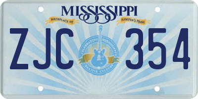 MS license plate ZJC354