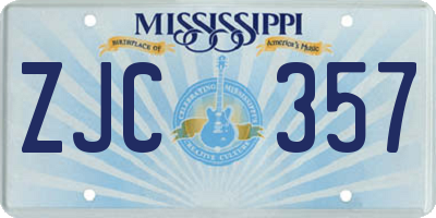 MS license plate ZJC357