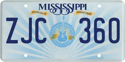 MS license plate ZJC360