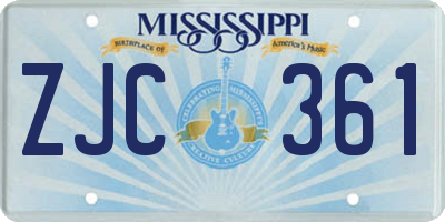 MS license plate ZJC361
