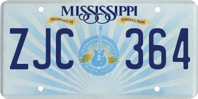 MS license plate ZJC364