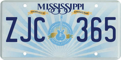 MS license plate ZJC365