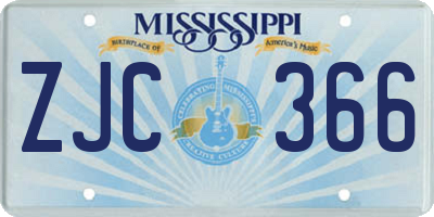MS license plate ZJC366