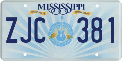 MS license plate ZJC381