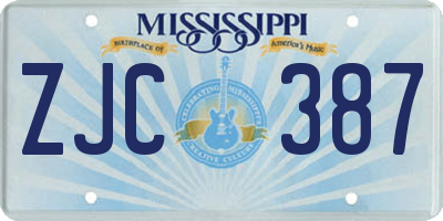 MS license plate ZJC387