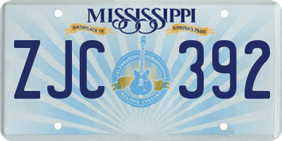 MS license plate ZJC392