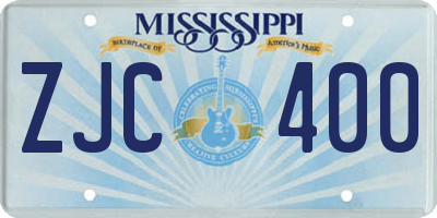 MS license plate ZJC400