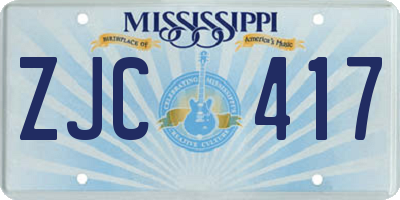 MS license plate ZJC417