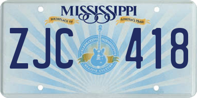 MS license plate ZJC418