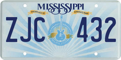 MS license plate ZJC432
