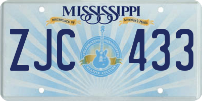 MS license plate ZJC433
