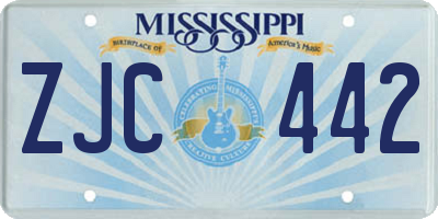 MS license plate ZJC442