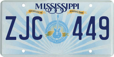 MS license plate ZJC449
