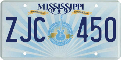MS license plate ZJC450