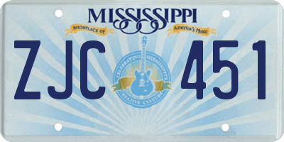 MS license plate ZJC451