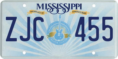 MS license plate ZJC455