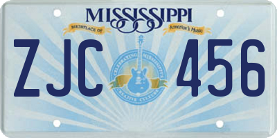 MS license plate ZJC456