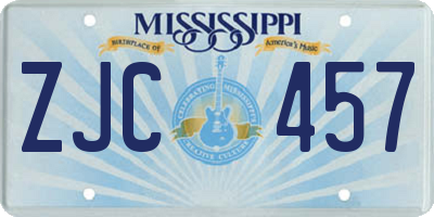 MS license plate ZJC457