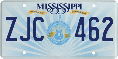 MS license plate ZJC462