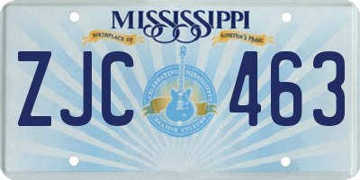 MS license plate ZJC463