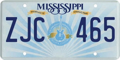 MS license plate ZJC465