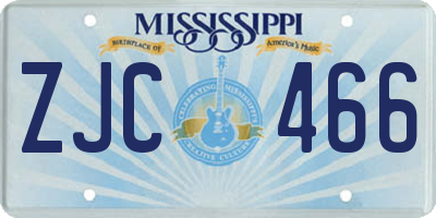 MS license plate ZJC466