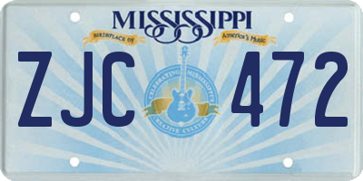 MS license plate ZJC472