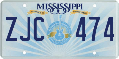 MS license plate ZJC474