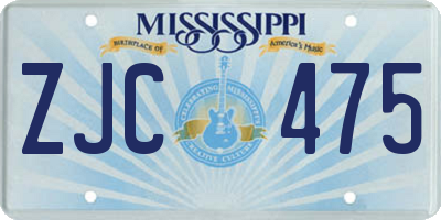 MS license plate ZJC475