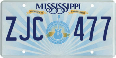 MS license plate ZJC477