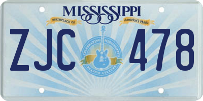 MS license plate ZJC478
