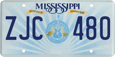 MS license plate ZJC480